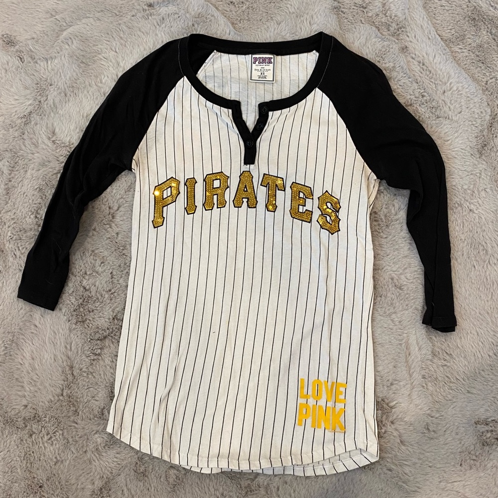Glitter PINK pirates baseball length long sleeve